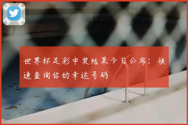 世界杯足彩中奖结果今日公布:快速查询你的幸运号码